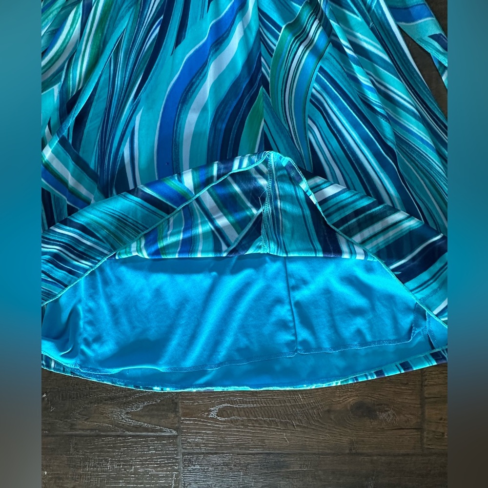 City Triangles Teal & Blue Swirl Midi Dress Y2K retro 13 going on 30 millennial - Picture 7 of 16